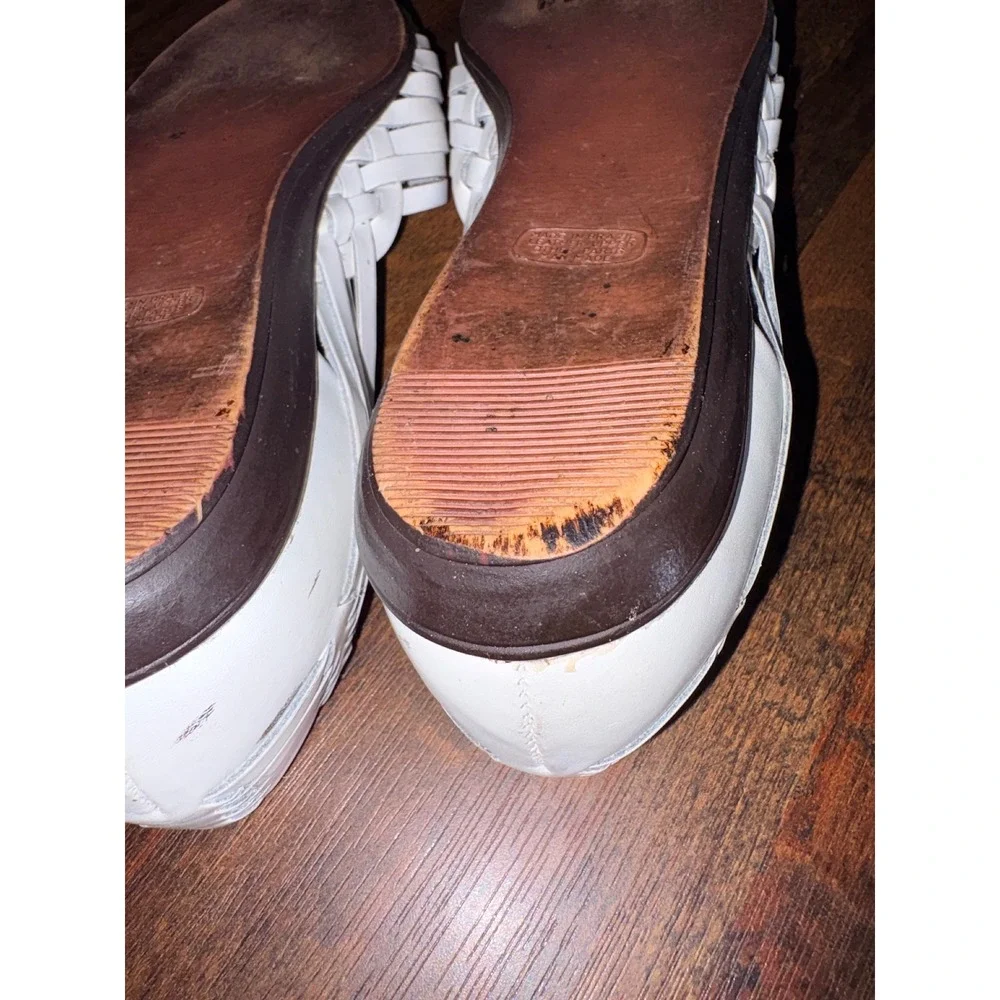 Naturalizer Escapade White Leather Woven Huarache Flats Shoes 6M Brazil 205F21